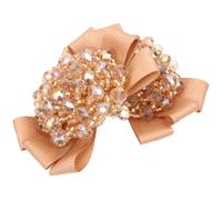 Lurrose 1 Pair Khaki Crystal Shoe Clips Decor Silk Ribbon Bow, Lightweight and Eye-catching Shoe Embellishments for Travel Commemorative and Christmas Occasions