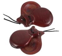 Lurrose 1 Pair Traditional Wooden Spanish Castanets Handheld Finger Clappers Solid Wood Flamenco Percussion Instrument Early Education Rhythm Toys for School & Home