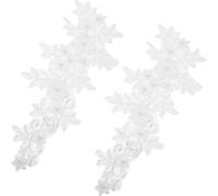 Lurrose 1 Pair White Lace Flower Patches Sew on Embroidered Applique for Decorating Clothing and Costumes, Decorative and Easy to Use Accessories for Wedding Dress and Halloween