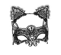 Lurrose 1 Set Lace Cat Ears Headband Cute Women Girl Lace Eye Patch Costume Masquerade Hair Elastic Hoop for Cosplay Carnival Party Halloween Christmas Valentine Day