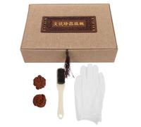 Lurrose 1 Set Natural Wenwan Walnuts Hand Massage Balls, 1.8" Chinese Walnut Handball for Stress Relief & Anxiety, Reflexology Grip for Finger Relax with Cleaning Brush and Box