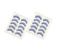 Lurrose 10 Pairs Rhinestone Studded False Eyelashes for Performers and Makeup Artists, Sparkling Blue Fiber Lashes with Comfortable Wear, for Drag and Costume Events
