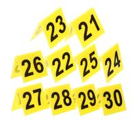 Lurrose 10 Pcs Number Evidence Markers Crime Scene Marker Table Number Sign Triangle Shape Acrylic Material Bright Yellow and Black Sturdy Multipurpose Design for Theme Party Decoration