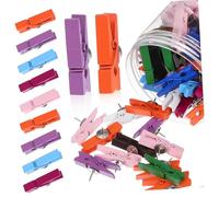 Lurrose 100 Pcs Wooden Push Tacks Clips for Cork Boards Colorful Thumb Tacks with Nails Photo Pin Clips for Crafts Office School Home Organization and Art Projects