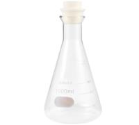 Lurrose 1000ml Glass Erlenmeyer Flask with Cork, Practical and Odorless Wide Neck Conical Flask for Chemistry Class and School Laboratory Use