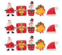 Lurrose 100pcs Christmas Flatback Resin Charms - Santa Snowman Bell Box Hat Embellishments for DIY Crafts Hair Accessories Scrapbooking and Festive Decorations
