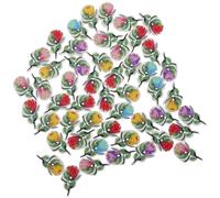 Lurrose 100pcs DIY Painted Wooden Rose Buttons 28x30mm 2-Hole Decorative Wood Buttons for Sewing Craft Projects and Handmade Accessories