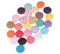 Lurrose 100pcs Dot Pattern Flat Round Buttons for Sewing, Practical and Decorative Fabric Covered Buttons Made of Aluminum and Cotton Cloth, for Craft and Scrapbooking Random Color