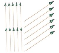 Lurrose 100pcs Natural Wood Cocktail Skewers Decorative Gingerbread Picks for Appetizers Drinks Fruit Holiday Party Supplies Disposable Sustainable Tableware