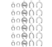 Lurrose 100pcs Small Horseshoe Charms - Lucky Horseshoe Pendant for Jewelry Making - Good Luck Token Charm for Necklace Bracelet Keychain DIY Craft, Multi Styles