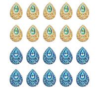 Lurrose 100pcs Water Drop Resin Rhinestones Flat Back 18x13mm Yellow Blue DIY Sewing Rhinestone Embellished Patch for Clothing Accessories and Craft Decoration