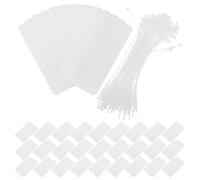 Lurrose 100pcs White PVC Hang Tags with String Waterproof Blank Merchandise Labels 4x7cm Shipping Tags with Lanyard for Jewelry Display and Office Identification
