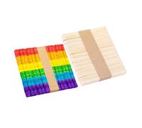 Lurrose 100pcs Wooden Ice Pop Sticks Bulk Set 11.5x1cm Natural and Colored Wood Sticks for Crafts DIY Model Making and Ice Cream Molds Household Use