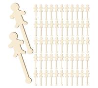 Lurrose 100pcs Wooden People Shaped Popsicle Sticks for Crafts, 5.3 Inch DIY Paintable Wood Craft Peg Men, Suitable for ’ Art Projects and Classroom Activities
