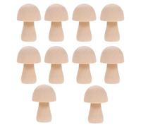 Lurrose 10pcs 3.5cm DIY Painted Wooden Mushroom Ornaments Set, Mini Wood Mushroom Models for Graffiti Painting and Home Craft Decoration