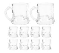 Lurrose 10pcs 30ml Mini Beer Mugs - Transparent Miniature Plastic Shot Glasses with Handle - Tiny Drinking Cups for Party Event Supplies, Dollhouse Kitchen Decor