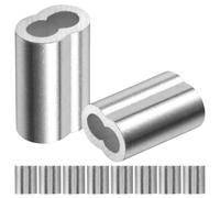 Lurrose 10pcs Aluminum Crimping Loop Sleeve: 15/32" 12mm Double Barrel Ferrule Wire Rope Sleeve for Steel Cable End Fixing and Securing