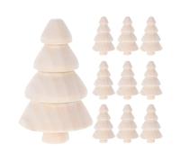 Lurrose 10pcs Boho Christmas Decor: Unfinished Wooden Christmas Tree Decorations - Festival Adornments for DIY Painting Desktop Xmas Decor