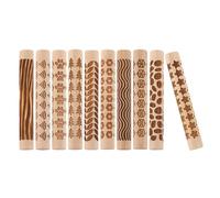 Lurrose 10pcs Clay Modeling Pattern Rollers Wooden Clay Texture Rollers Rolling Pins for DIY Handmade Art Supplies