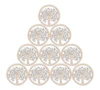 Lurrose 10pcs DIY Wooden Slices Round Life Tree Pendants, Unfinished Wood Craft Pieces for Handmade Jewelry, Home Ornaments and Creative Art Accessories
