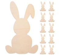 Lurrose 10pcs Easter Bunny Wooden Cutouts DIY Blank Wood Chips Crafting Easter Decor Party Pendants Rabbit Shaped Wooden Cutouts for Spring Decorations