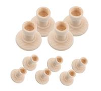 Lurrose 10pcs Handpainted Wood Candle Holders Natural Tealight Pedestal Stands for Pillar Candles Rustic Wooden Candlestick Bases for Wedding Table Centerpieces Farmhouse Decor