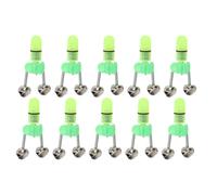 Lurrose 10pcs LED Night Fishing Bell Alarm with Dual Bells for Rod Clip-on | Green Plastic Clip-on Design, Night Fishing Use, Fishing Rod Support, Portable Bait Alert Accessory
