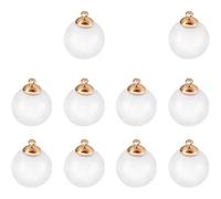Lurrose 10pcs Mini Ball Ornaments with Golden Caps Lightweight Plastic Fillable Charms for Necklace Pendant or Make Snow Globes DIY Jewelry Crafts