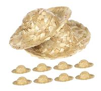 Lurrose 10pcs Mini Hand-Woven Straw Hats for Dolls Craft Doll Cap for DIY Projects Home Decor Classroom Crafts Decorative Accessory
