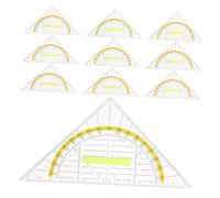 Lurrose 10pcs Plastic Ruler Set with Handle Multifunctional Drafting Kit for School and Office Transparent Protractor and Geometry Measuring Tool for Teachers