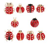 Lurrose 10pcs Red Ladybug Brooch Set, Cute Cartoon Alloy Decorative Shirt Pins and Secure Brooches for Scarves, for Work and Daily Wear, Creative Ladybird Lapel Pins for Women
