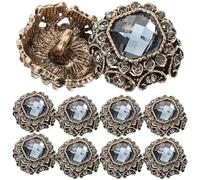 Lurrose 10pcs Rhinestone Clothing DIY Button Sewing Button Fastener Metal Decorative Accessories Intricate Design Blue Grey Square Rhinestone 17mm for DIY Sewing Clothes and Jackets