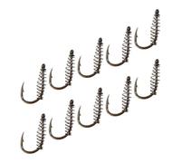 Lurrose 10pcs Spring Fish Hook High Carbon Steel Corrosion Resistant Reusable Fishing Hook for Carp Grass Bream Vertical Jigging with Strong Shank and Silver Finish