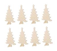 Lurrose 10pcs Wooden Christmas Tree Christmas Decorations Wood Cutouts Unfinished Wood Crafts Unfinished Cutouts Slices Small Tree Khaki