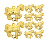 Lurrose 10pcs Year of the Horse Pendant - Chinese New Year Ornaments - 2026 Zodiac Animal Feng Shui Charms for DIY Spring Festival Bonsai Tree Decoration Golden