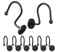 Lurrose 12 Pcs Black Shower Curtain Holders Hooks, Iron Material with Strong Weight-Bearing Capacity and Easy Installation, Minimalist Style for Bathroom Curtain Fixing