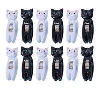 Lurrose 12 Pieces Cat-Shaped Plastic Memo Clips Multi-Functional Colorful Note Clips for Office and School Organization