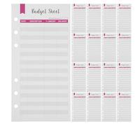 Lurrose 12pcs A6 Budget Planner Refill Sheets, 6-hole Punched Practical Budget Inserts with Red Pages, Convenient Cash Binder Paper for Monthly Expense Tracking and Financial Planning