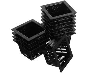 Lurrose 12pcs Black Square Hydroponic Nursery Pots Pe Plastic Planter Basket for Vegetable and Leafy Crops Growing, Small Slotted Plant Containers for Balcony and Indoor Gardening
