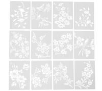 Lurrose 12pcs Botanical Decor Stencils, Reusable Floral Hollow Templates