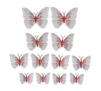 Lurrose 12pcs Butterfly Pvc Refrigerator Magnet Stickers with Adjustable Double Wings and Magnetic Back, Creative and Delicate Bright Red Fridge Magnets for Refrigerator and Office