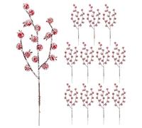 Lurrose 12pcs Frosted Red Berry Picks for Christmas Tree Decorations Bendable Artificial Berry Stems for Wreaths Garlands and Holiday Centerpieces Realistic Winter Floral Twigs for Festive