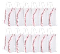 Lurrose 12pcs Kraft Paper Baseball Pattern Gift Bags for Party Favour Pack, Foldable Design and Tear-resistant Goodie Bags Suitable for Birthday Party or Father's Day