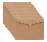 Lurrose 12pcs Kraft Paper Envelopes with String Tie Closure, A4 Document Envelopes, Expandable Filing Wallets for Office Folder Booklet Bag
