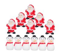 Lurrose 12pcs Miniature Resin Christmas Figurines Cute Santa and Snowman Holiday Decorations Compact Micro Landscape Ornaments for Party Favors and Small Space Festive Crafts