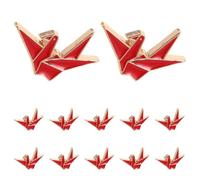 Lurrose 12pcs Paper Cranes Brooch Pin, Animal Shape Badge for Women Red
