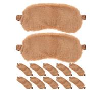 Lurrose 12pcs Plush Eye Mask: Soft Sleeping Blindfold - Comfortable Furry Faux Fur Sleeping Mask - Cute Cartoon Blindfold for Women Men Home Use (Coffee)