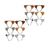 Lurrose 12pcs Plush Zoo Animal Ear Headbands Jungle Animal Ear Horn Hair Hoop Cosplay Hair Hoop for Halloween Festival Party