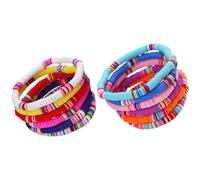Lurrose 12pcs Polymer Clay Women's Stretch Bracelets with Elastic Design and Gentle Touching Feeling, Bohemian Style Bracelets for Graduation Festival and Wedding Color