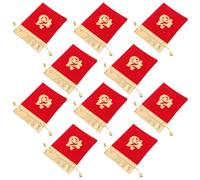 Lurrose 12pcs Red Chinese New Year Drawstring Bags with Fu Character, Velvet Flannel Fabric Candy Pouches for Spring Festival Celebrations, Soft Material Protects Jewelry and Treats